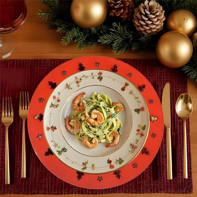 MA MAISON SET 6PZ SOTTOPIATTO CON ALBERI DI NATALE COLORE ROSSO - DIAMETRO 33 CM