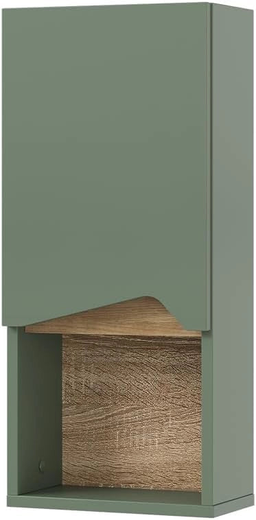 Mobile bagno Marelle, Bianco/Artisan, 30 x 67 cm con porta e scomparto aperto, per montaggio a parete per una conservazione salvaspazio