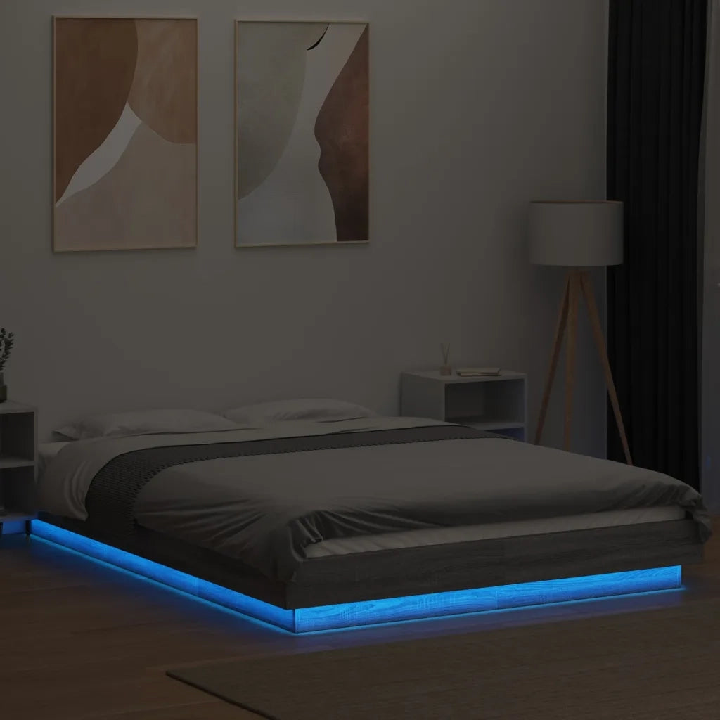 Giroletto Luci LED Grigio Sonoma 120x200 cm Legno Multistrato 3281110