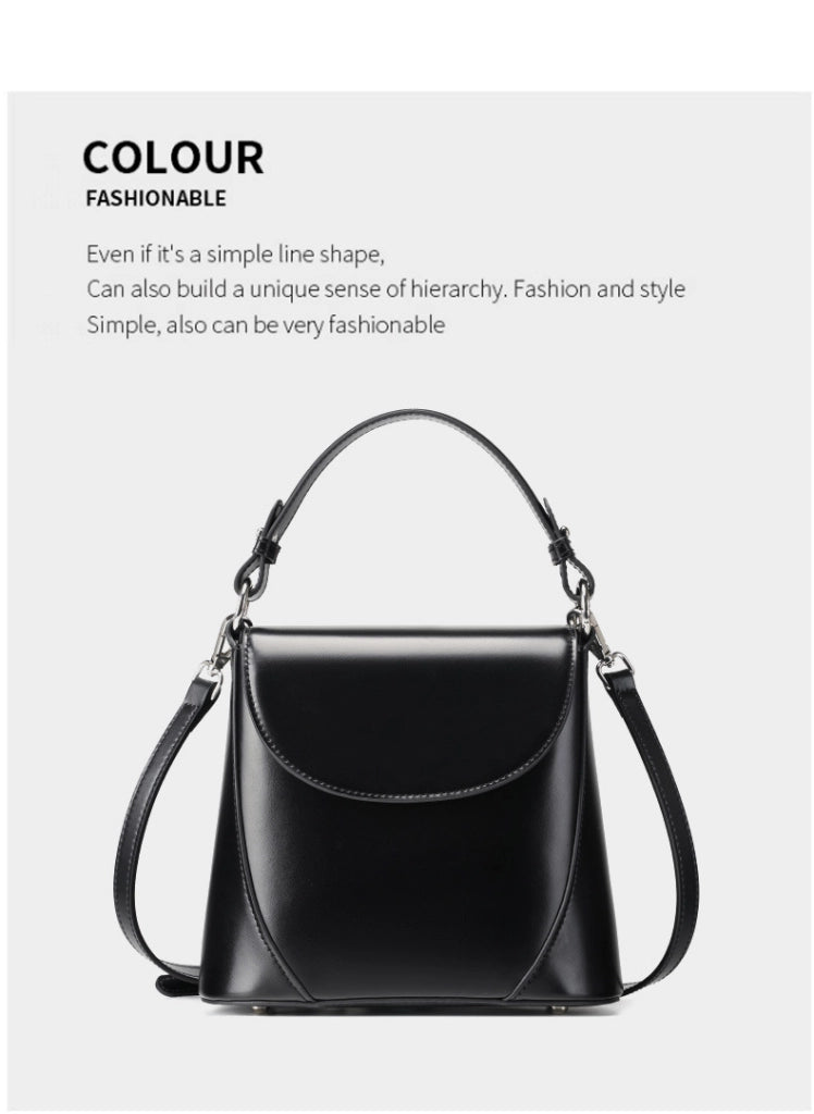 Borsa a tracolla da donna in vera pelle, mini borsa nera