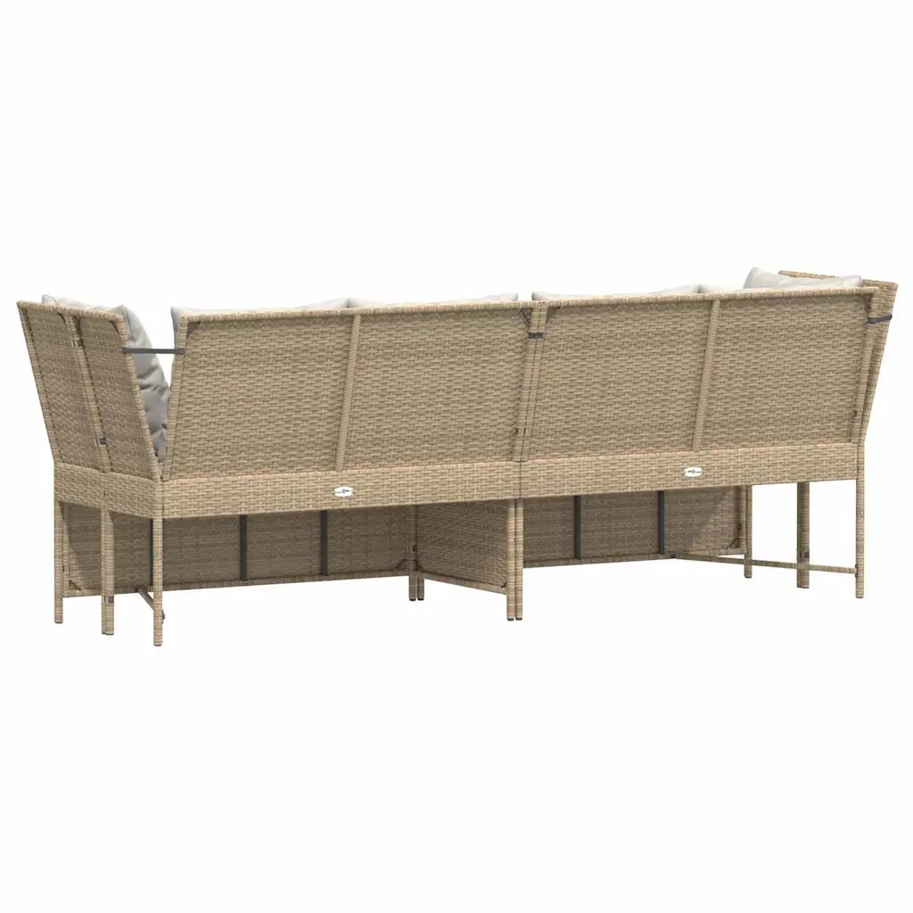 Divano da Giardino con Cuscini in Polyrattan Beige