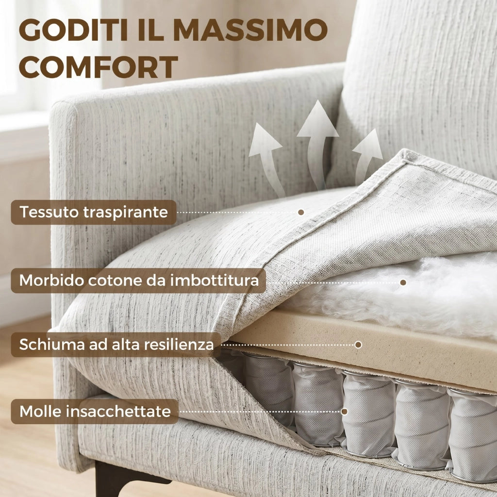 Poltrona Imbottita in Tessuto con Cuscino Lombare ¨C zephmum ¨C Bianco
