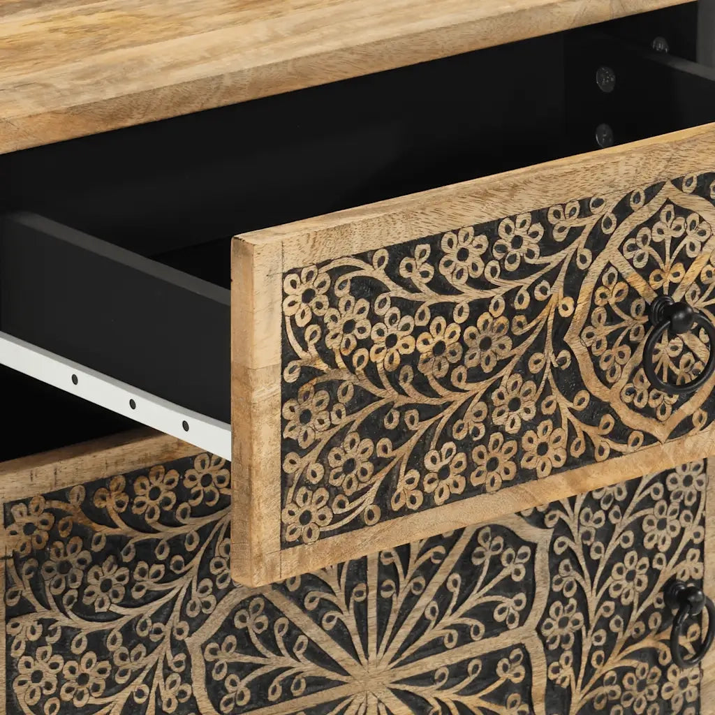 Comodino-Tavolino da notte 50x33x60 cm in Legno Massello di Mango 742312