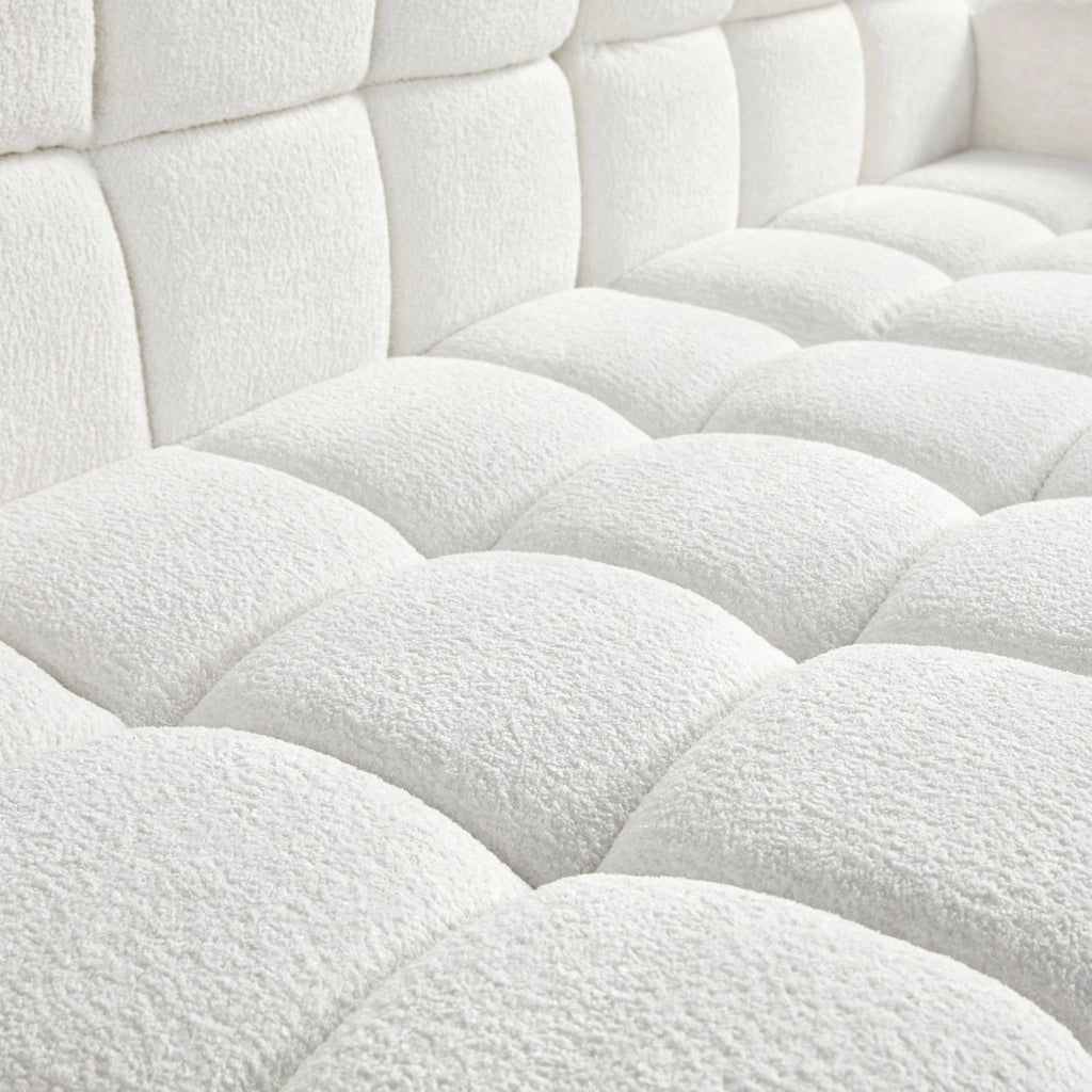 Divano modulare a L in velluto bianco con chaise longue