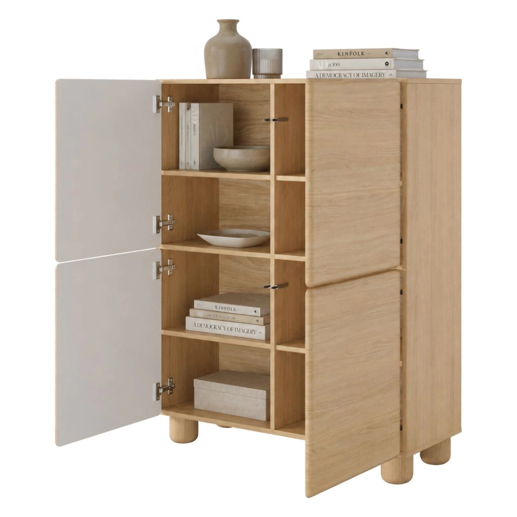 Madia Hamola, Credenza 6 Ripiani, 100x38x125h cm Marrone Rovere