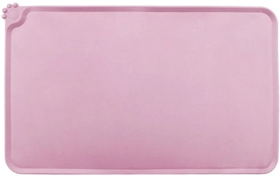 Mat di protezione per animali domestici con bordi alti per evitare di sporcare, facile da pulire, piastra antiscivolo per cani e gatti per evitare di lasciare residui di ciotole e secchielli sul pavimento (48*30cm) - rosa