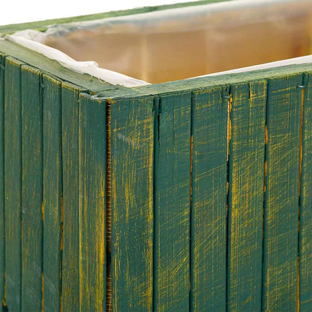 Cesto rettangolare in legno verde 35,5x14,5x11h