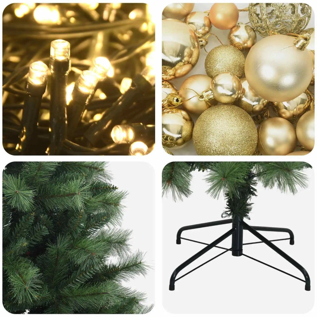 Albero di Natale artificiale con rami snodati e palline 150 cm 3465742