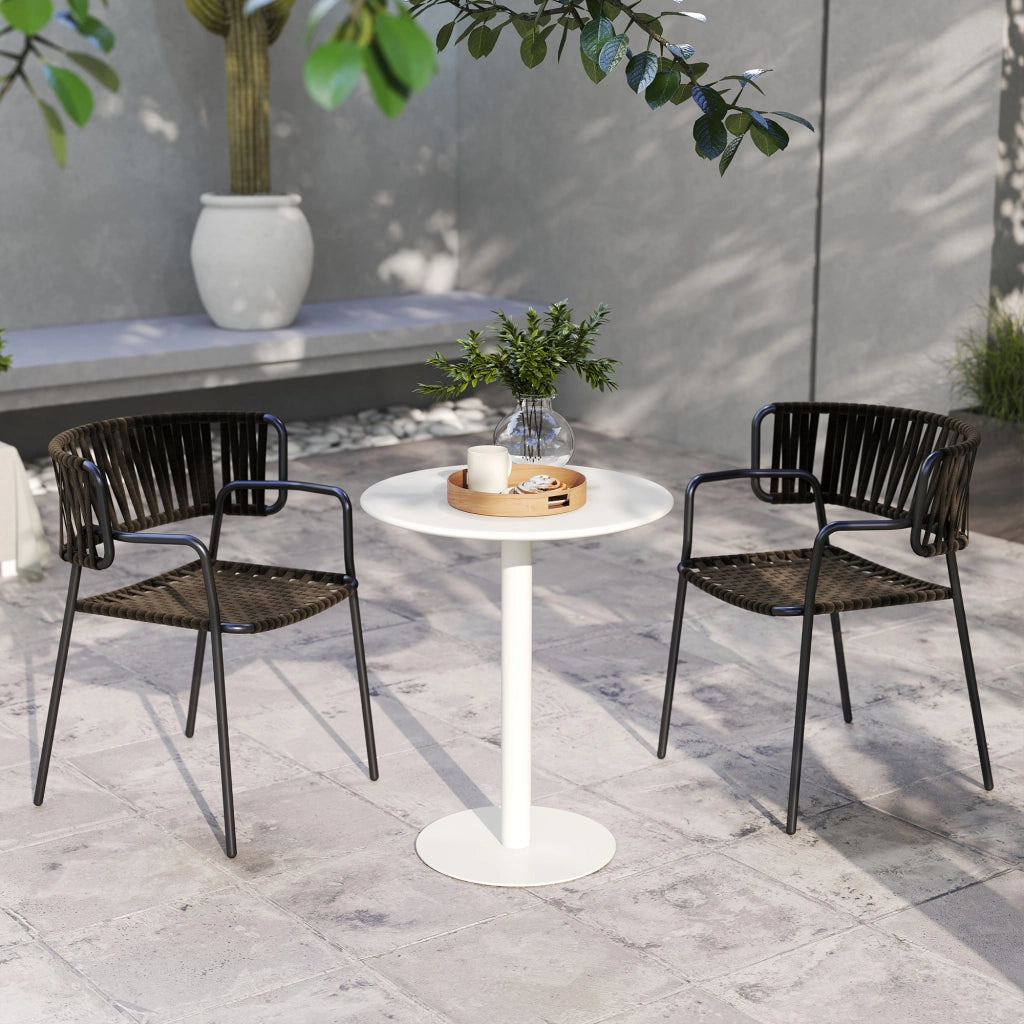Tavolo da pranzo rotondo per 2 persone ¨C zephmum ¨C acciaio bianco ?60x72 cm