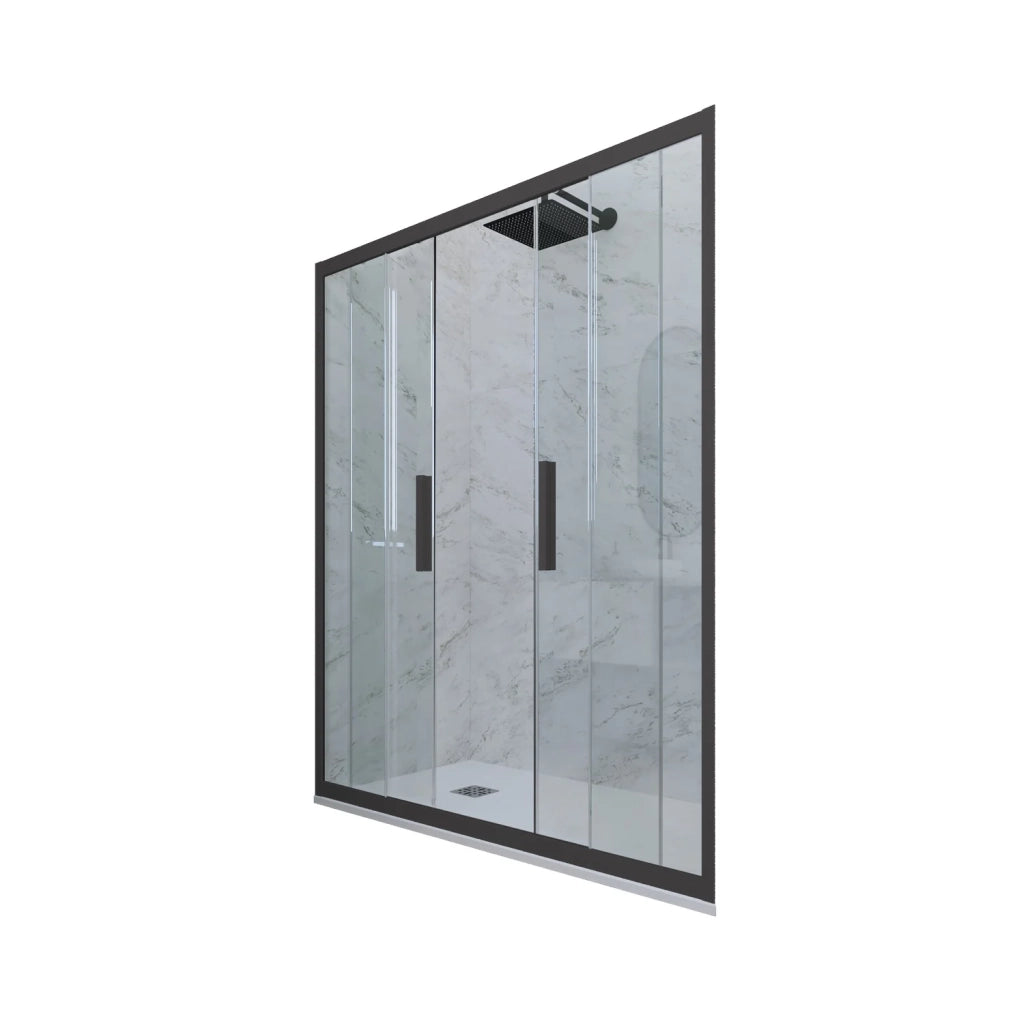 Porta doccia scorrevole 140 CM H 200 Vetro Trasparente Profilo Antracite mod. Glam