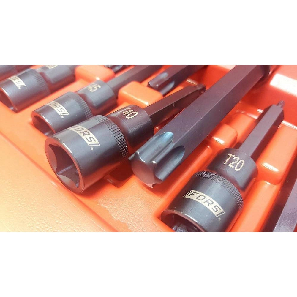 Trade Shop - Kit 26 Pz Inserti Inserto Torx Chiavi Bussola 1/2 Lunghe Auto Meccanico Fs-43612 -