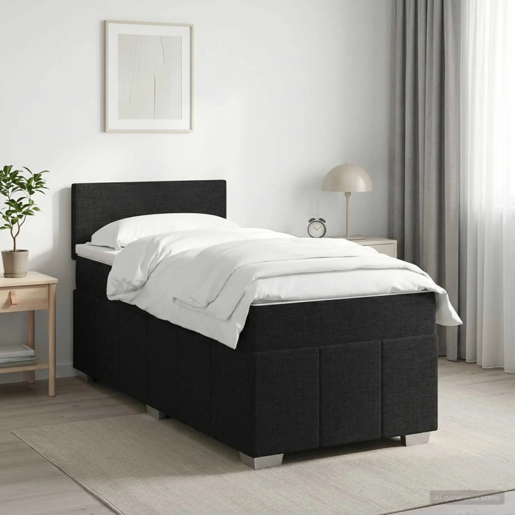 Letto box spring con materasso Nero 100 x 200 cm Tessuto 3451145