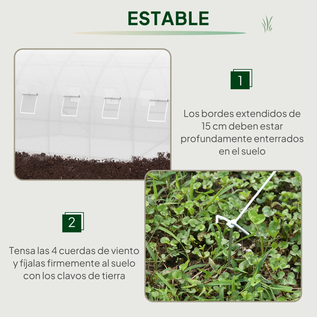 Serra Tunnel da Giardino 8x3x2m ¨C Xylo ¨C 12 Finestre PE 140g/m2 Bianco
