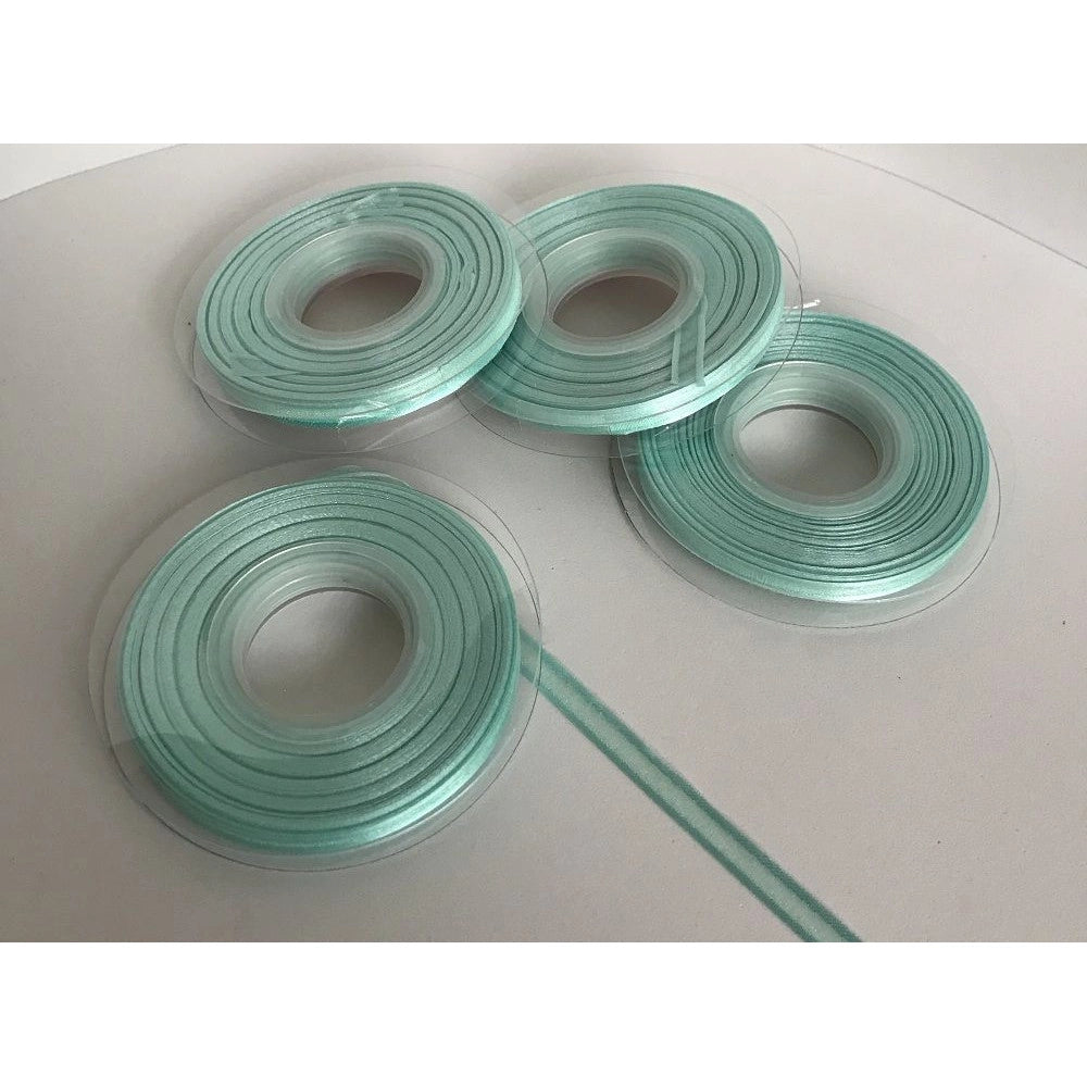 Trade Shop - Nastro Organza Doppio Raso 6 Mm Rotolo Bobina 23m Decorazioni Fai Da Te - Verde Tiffany