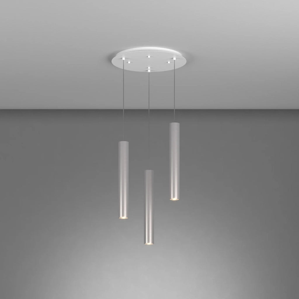 Lampadario Tondo Industrial-Minimal Xeana Metallo Bianco Alluminio 3 Luci Gu10