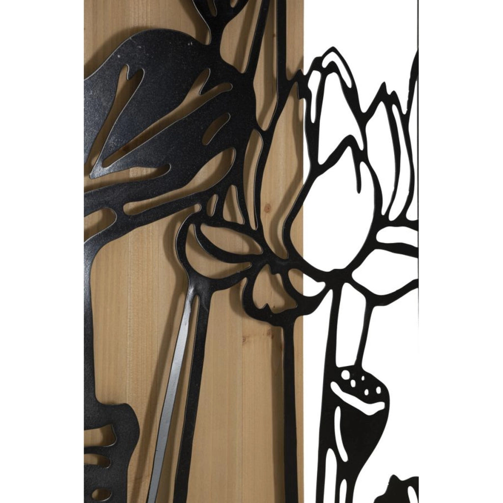 Decorazione in Metallo e Legno Fiori 55, Marrone, Metallo, 60x2x90 cm