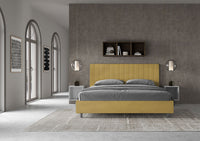 Letto Matrimoniale King Size 180x200 cm Senza Rete Imbottito in Microfibra Agueda Ocra
