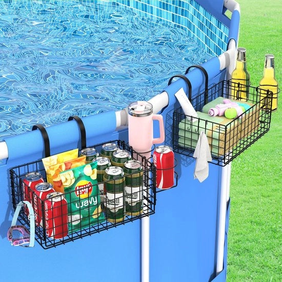 Set di sostegni per piscina, 2 pezzi, corda per piscina con contenitore, piscina da giardino pieghevole, organizzatore, cassetto di stoccaggio, piscina, lato destro per piscina esterna, piscina per bambini, accessori per piscina