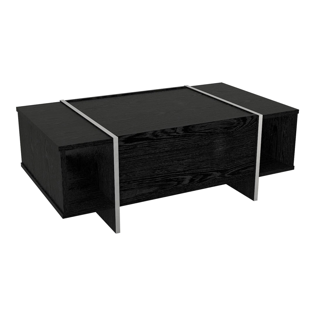 Tavolino da caffè consolle laterale nero argento 104 x 60 x 38 cm 03_0010864