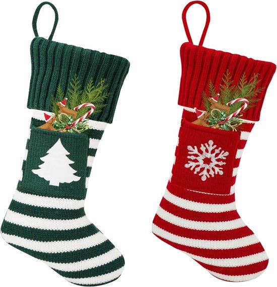 Due Grande Borse di Natale Personalizzate - Borse di Natale Vuote Idee di Regalo per il Natale - Decorazione per la Stanza da Appendere alla Parete