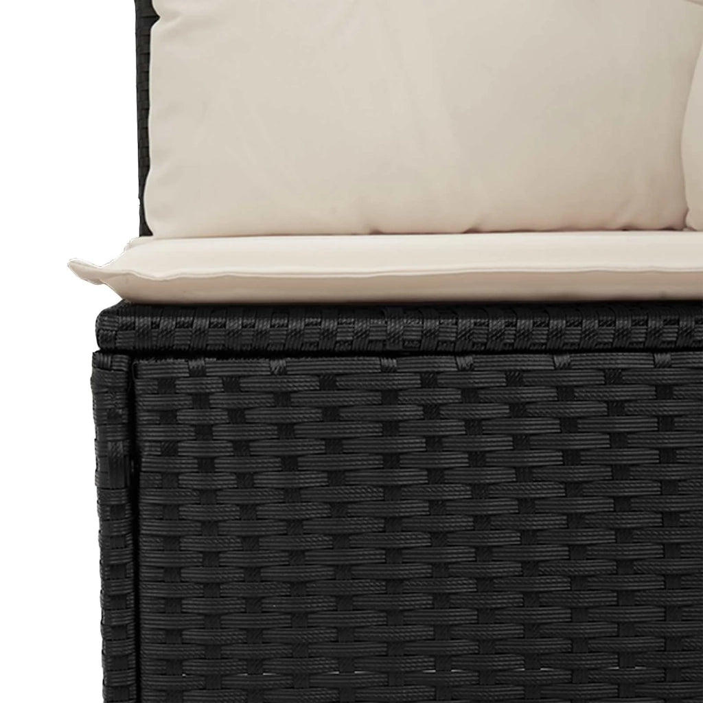 Panchina da giardino con cuscino Nero e Bianco Crema polyrattan