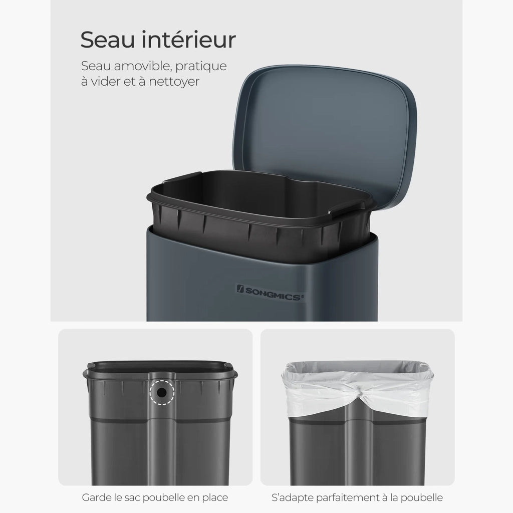 Pattumiera a pedale in acciaio inox con secchio interno in plastica capacità 30 litri coperchio con chiusura ammortizzata antiodore grigio 12_0007200