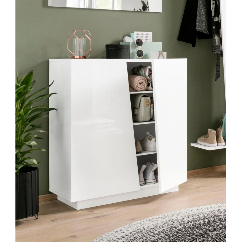 Scarpiera Vega – 2 Ante – 80x86x38 - Bianco Lucido