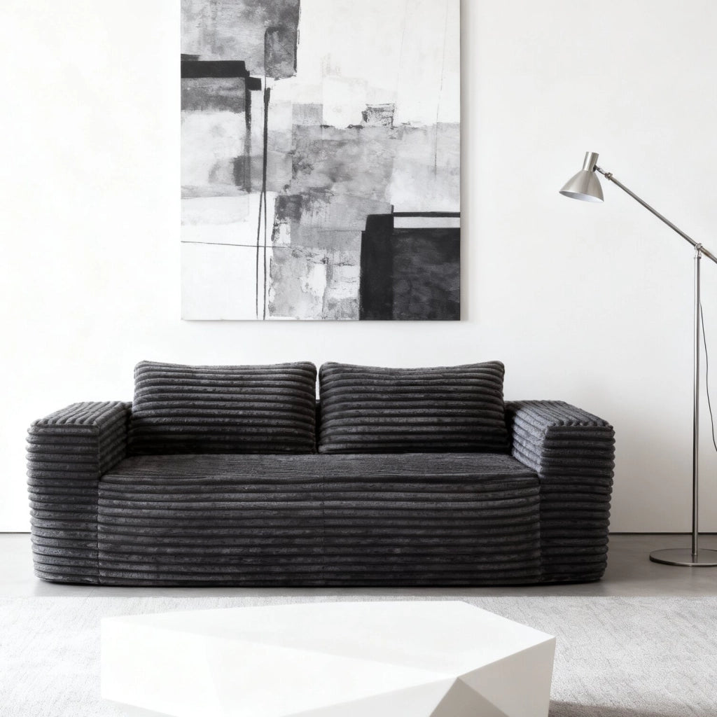 Divano 2 Posti Senza Montaggio in Tessuto Velluto a Coste ¨C MINIMAL ¨C Grigio
