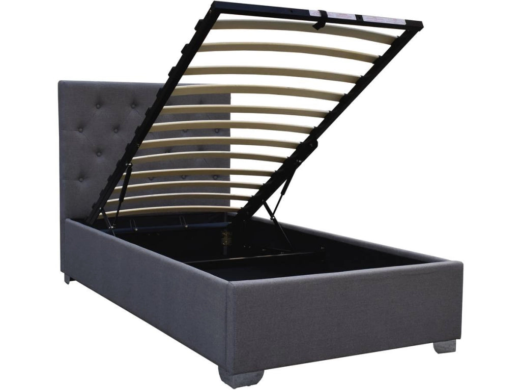 Letto singolo con contenitore "TINO" - 90 × 190 cm - Grigio