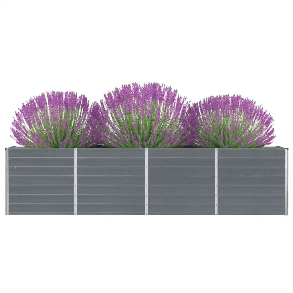 Fioriere | Cassetta per fiori | Letto di Coltura Rialzato 320x40x77 cm Acciaio Zincato Grigio