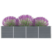 Fioriere | Cassetta per fiori | Letto di Coltura Rialzato 320x40x77 cm Acciaio Zincato Grigio
