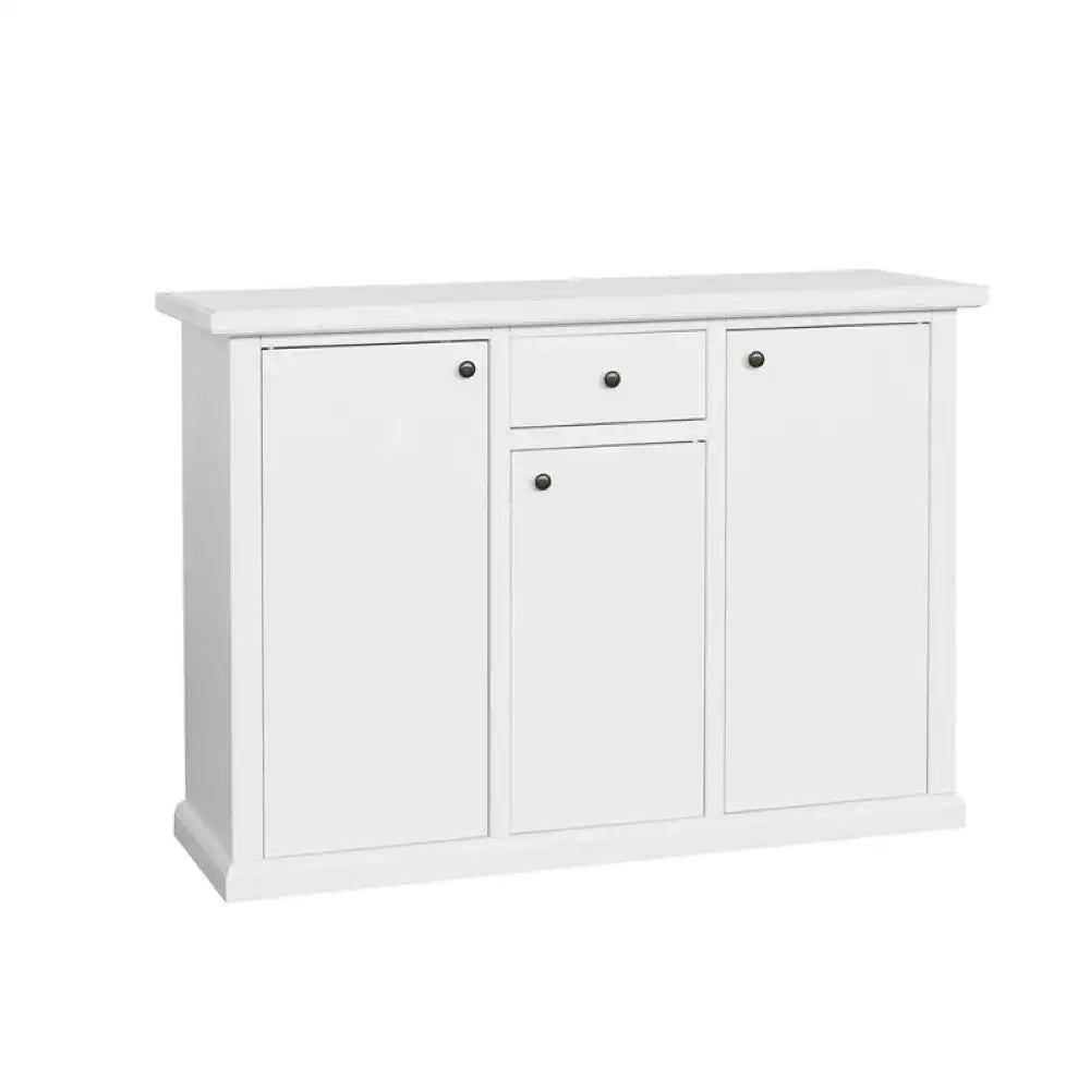 Credenza 3 ante 1 cassetto arte povera in legno massello e mdf con rifinitura in bianco 120x40x88 H