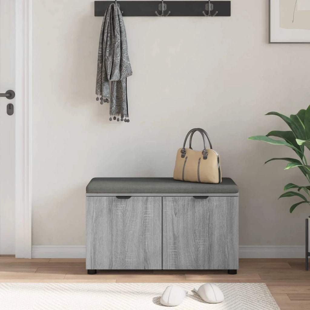 Panca per ingresso con cuscino Sonoma grigia 80 x 38 x 46 cm 891485