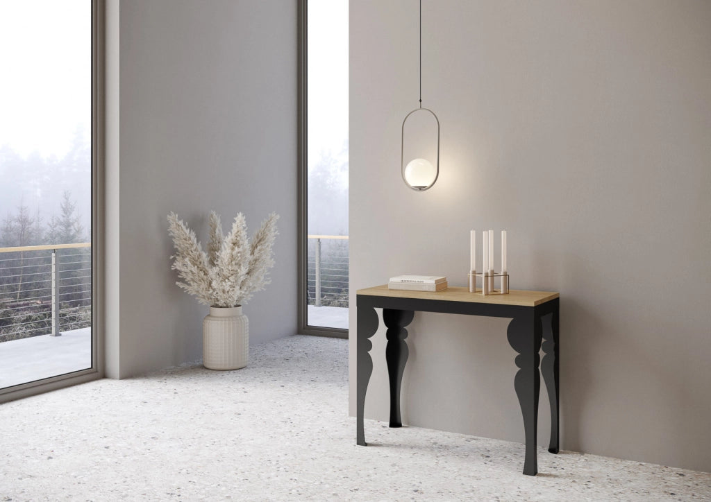Consolle allungabile 90x40/300 cm Paxor Evolution Quercia Natura telaio Antracite