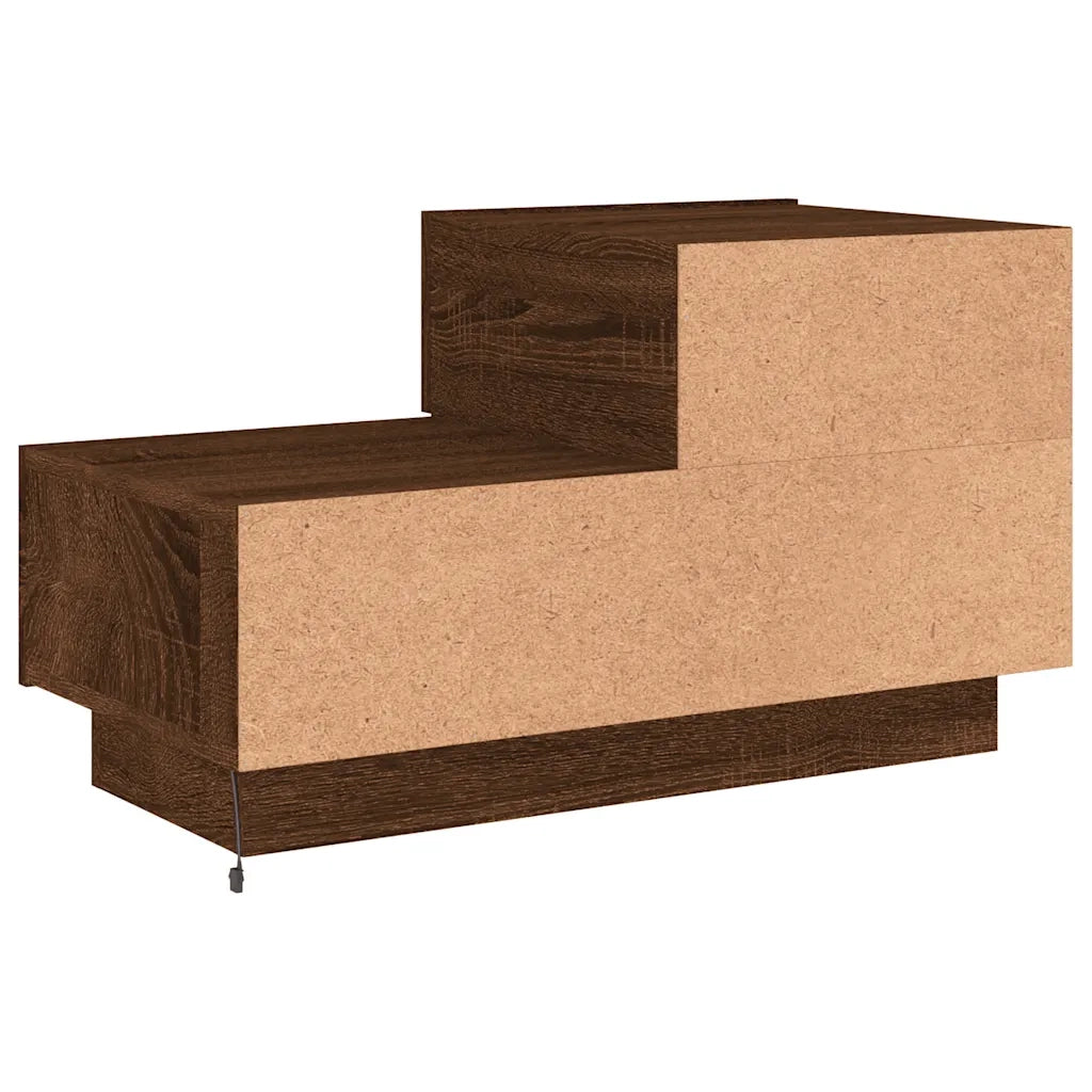 Comodino | Armadio da Notte | Mobiletto da notte con Luci LED Rovere Marrone 70x36x40,5 cm