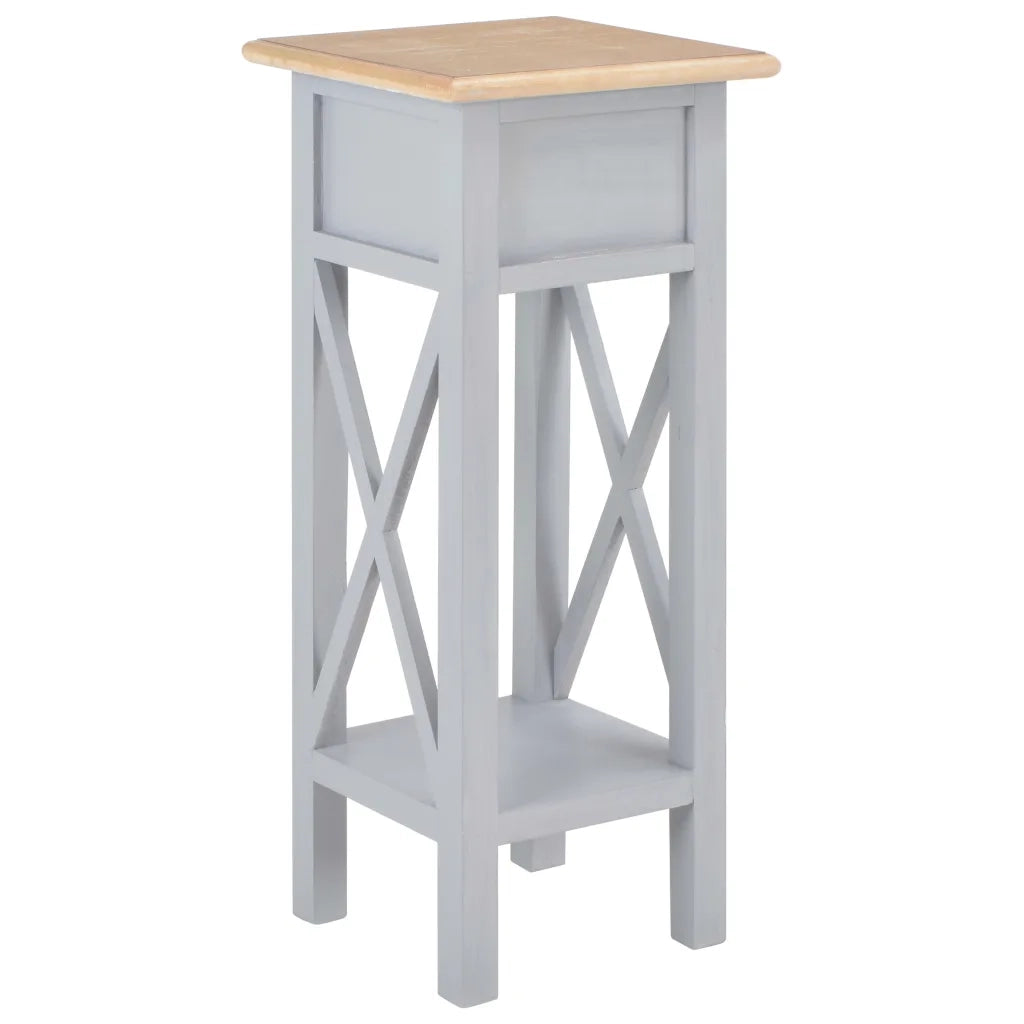 Tavolino Laterale Grigio 27x27x65,5 cm in Legno cod mxl 25345