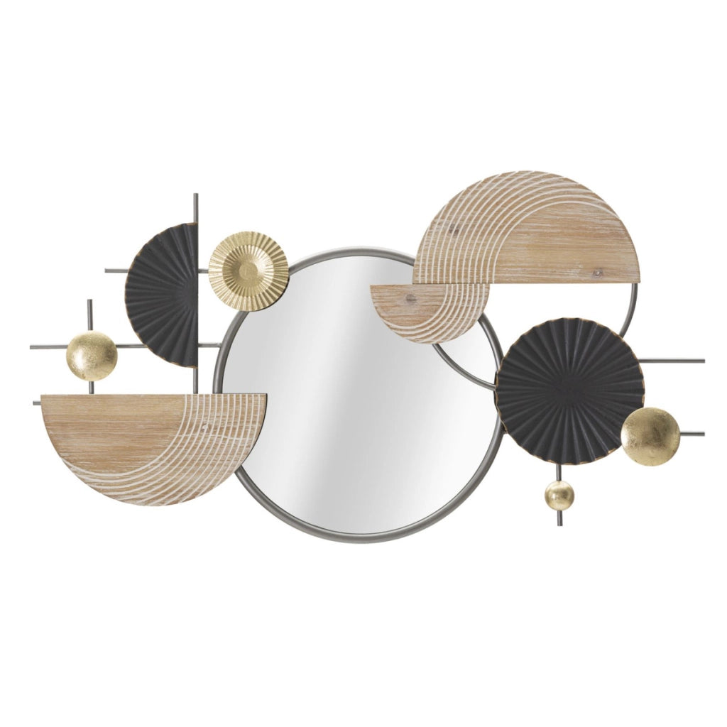 Specchio da parete Abstract orizzontale in ferro e legno