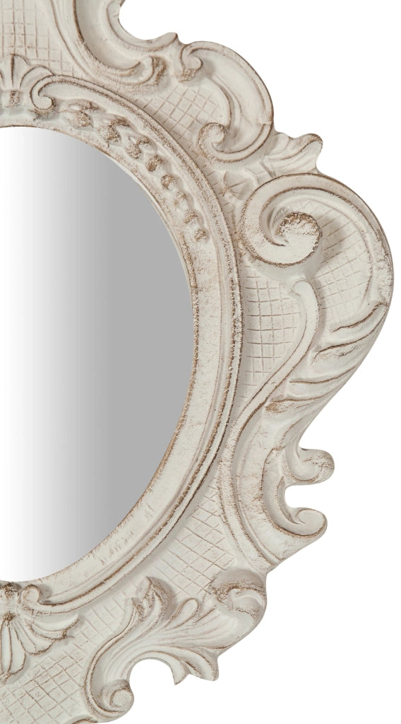 Biscottini Specchiera da parete in legno finitura bianco anticato L32xPR3,5xH38 cm Made in Italy