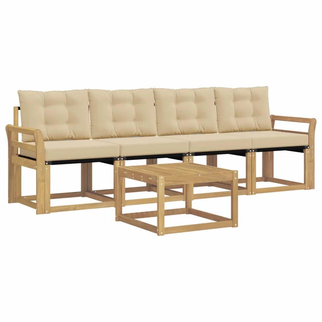 Set di divani da esterno 5 pz Bianco e Beige 3389191