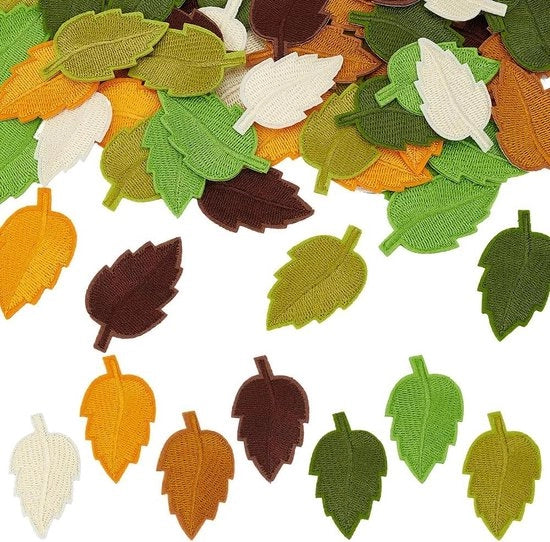 56 pezzi di patch di foglia di stoffa 3x5cm da applicare con ferro da stiro foglie applique 7 colori patch di foglia - patch di foglie ricamate da computer - riparazione di abbigliamento applique - applique per jeans cappotto cappello scarpe