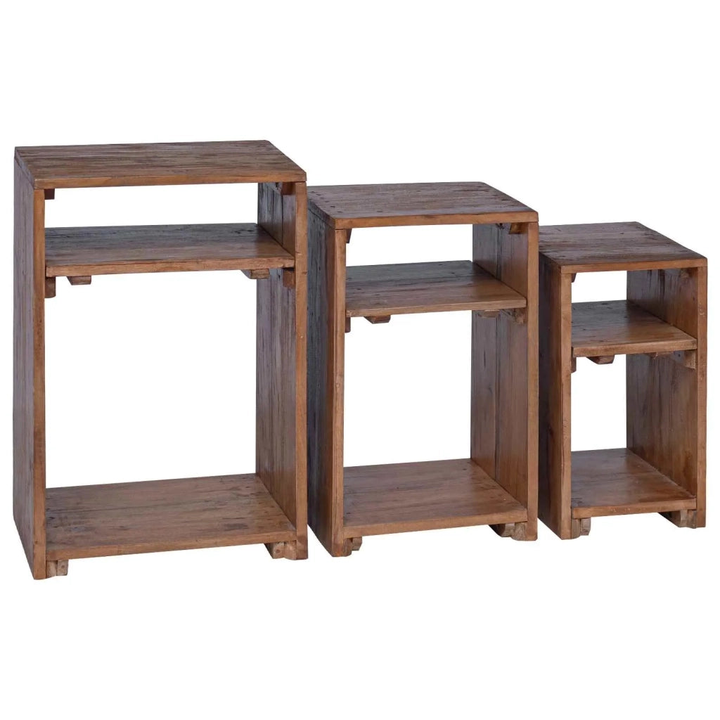 Tavolo Accent 3 pz Marrone Legno di Mogano Massello CFW2610987