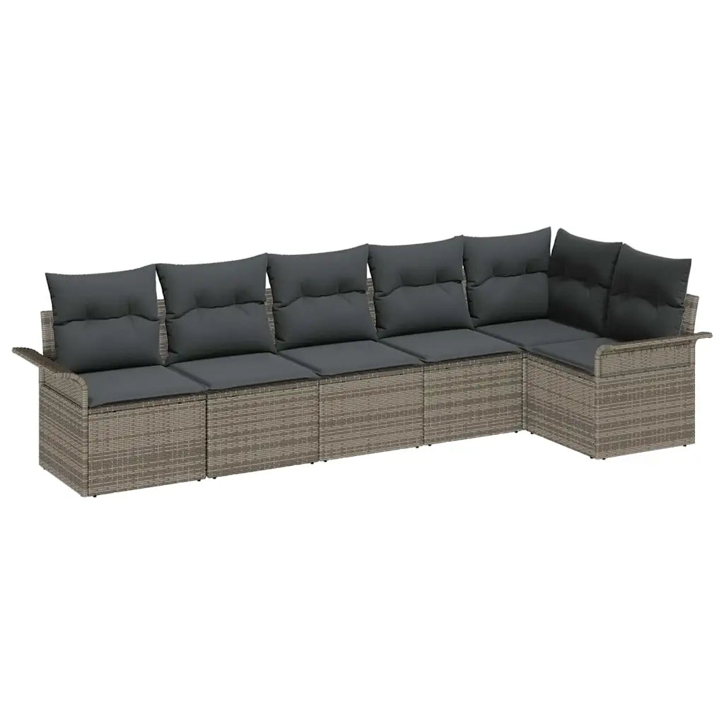 Set Divano da Giardino con cuscino 6 pcs Grigio Poly Rattan 3354048