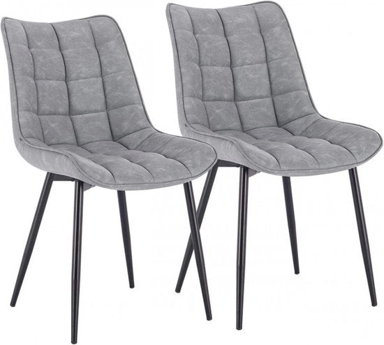 Sedie da Cucina - Qualità Premium Pelle Artificiale - Per la Sala da Pranzo, Salotto & Camera da Letto - Set da 2 - Grigio chiaro