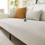 Banco con tessuto a chenille a griglia, sedia da giardino universale per tutte le stagioni, con superficie antiscivolo e resistente alla sporcizia, morbido e delicato per la pelle, comodo e respirante, adatto per la sala da pranzo - gebroken wit, 90*210cm