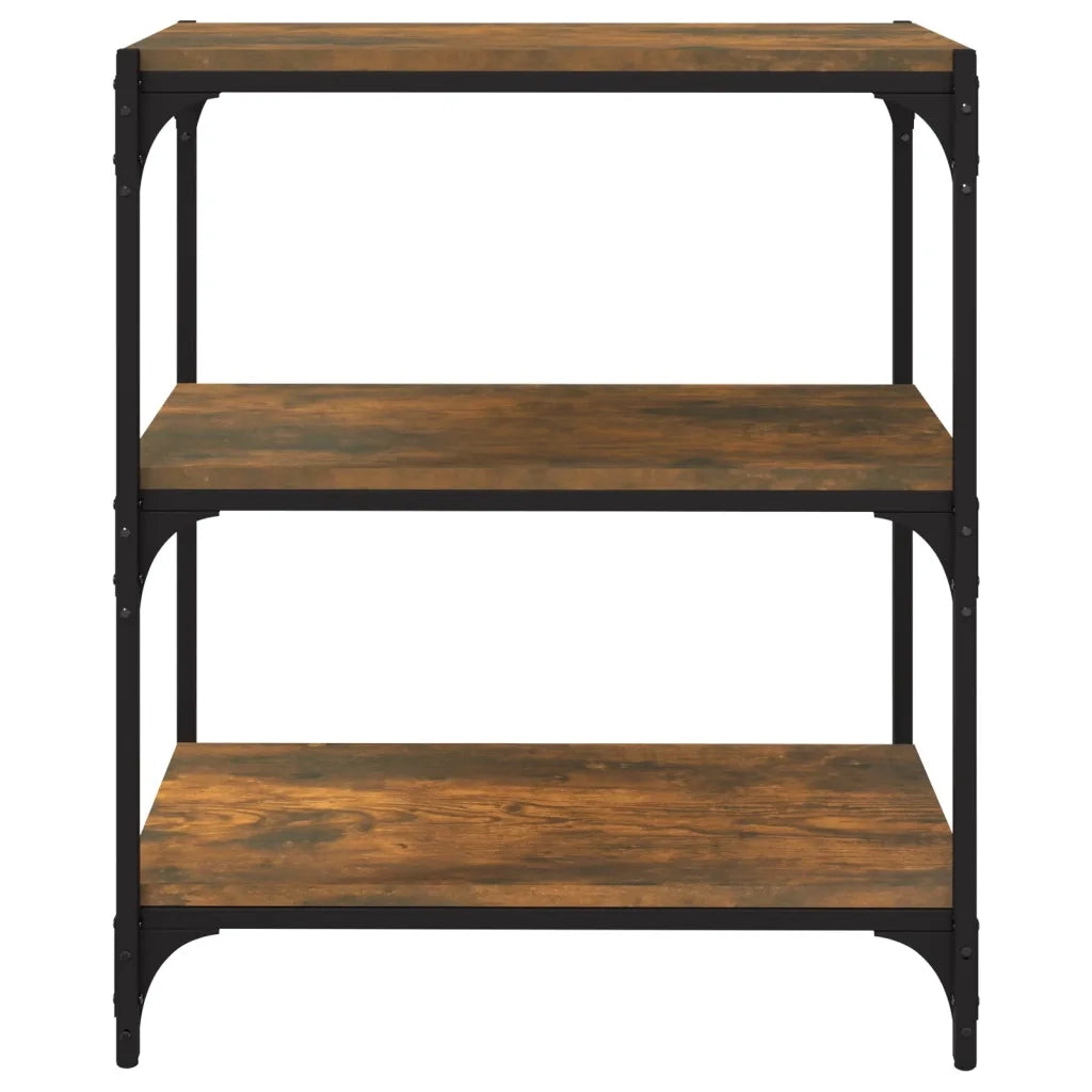 Libreria-Scaffale per Libri-Mobile di Stoccaggio rovere fumo 60x33x70,5 cm Legno Multistrato e Acciaio