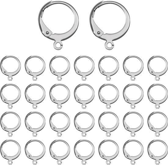 Orecchini a pendente 50 pezzi - Acciaio inossidabile - 14,5x12 mm - Pendente a leva - Ipersensibile - Design lucido - Orecchini