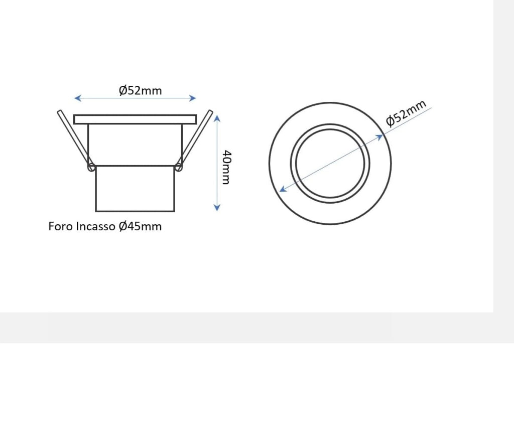 Kit 10 Faretti LED COB bianchi luce fredda 6500k da Incasso a soffitto 3W Orientabili, Foro 45mm Ø52mm, Fascio 30°, Driver 220-240V incluso, IP20