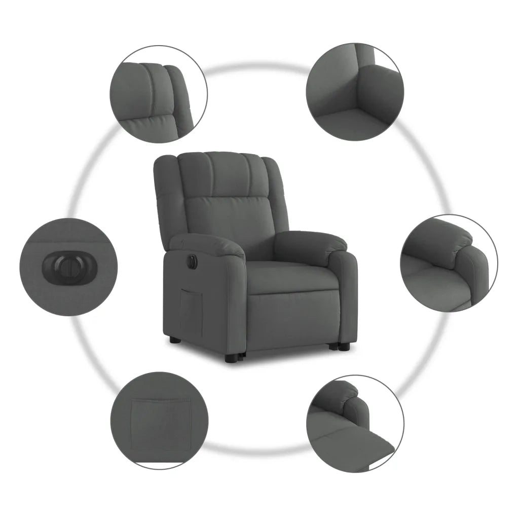 Poltrona Alzapersona Reclinabile Elettrica Grigio Scuro Tessuto 3205227