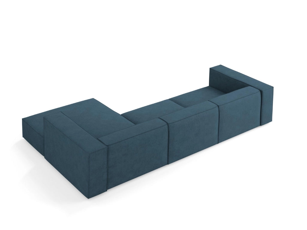 Cosmopolitan Design - Divano angolare destro "Arendal" 4 posti in ciniglia con effetto a coste blu scuro 
