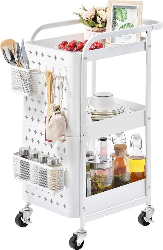 Rack da cucina su ruote, piano, organizzatore, rack cucina / carrello cucina, piano cucina, 30D x 45B x 76H centimetro